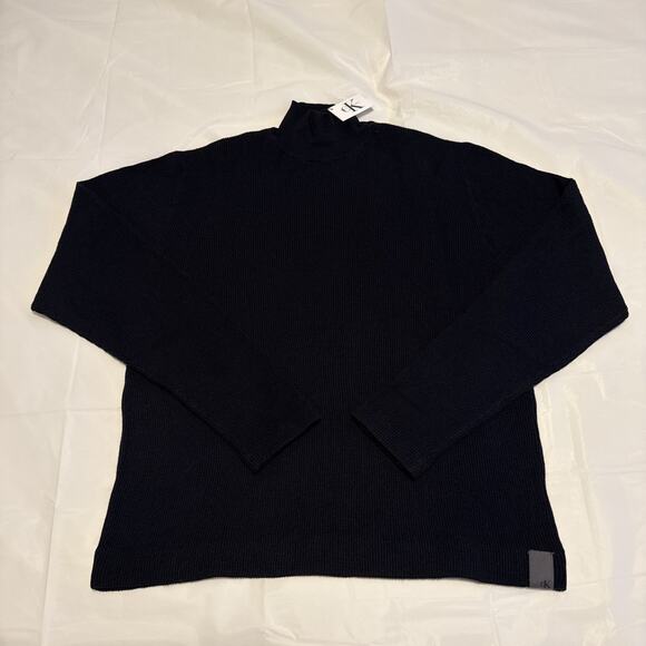 Calvin Klein Women’s Black Ribbed Turtleneck Sweater Size XL NWT $158 PNX621QM - Picture 1 of 9